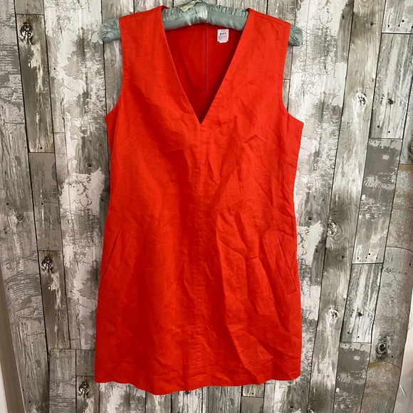 GAP Dresses & Skirts - Gap orange linen blend v-neck sleeveless shift dress S